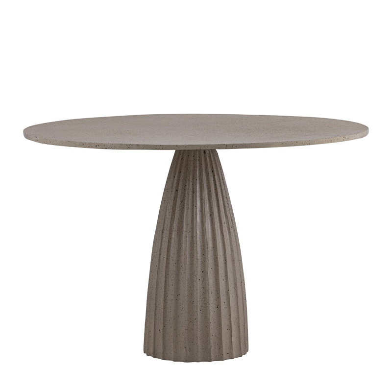 Aluminum Dining Table W/Chisel Texture Base Dia 47.3", Beige/Brown