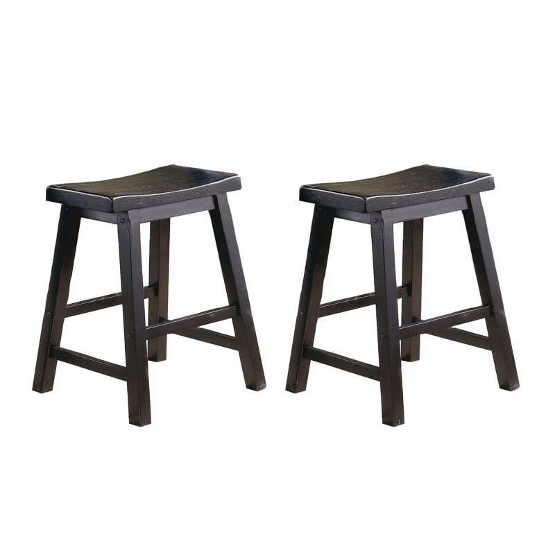 Tabourets de selle 18 pouces à finition noire, bois massif, 2 pièces, esprit de salle à manger décontracté, poids unique de 250 lb,