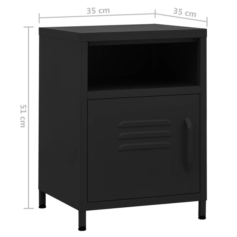 Bren 35cm W Steel Bedside Table, Black, Set of 2
