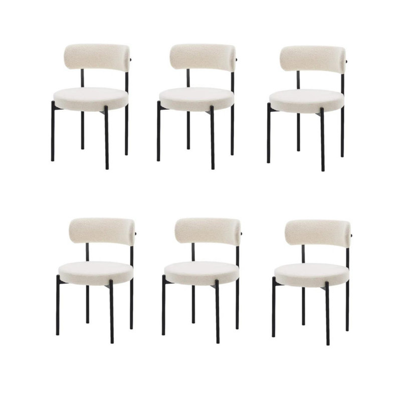 Chaise de salle à manger Kordelia, 6, Blanc, crème, Noir, noir, noir, noir