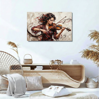 Violinist Passion Canvas Wall Art Oil Painting Print Set Of 1