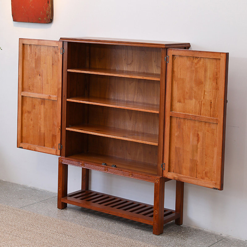 Thai style carved shoe storage cabinet