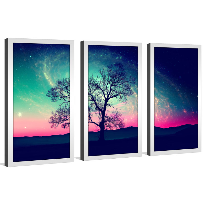The Night Sky - ensemble de 3 reproductions de photos encadrées, H 25,5 po x l 40,5 po x P 1 po