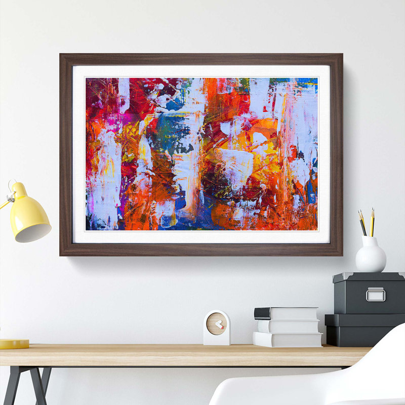 Abstract Vol.374 by S.Johnson - Picture Frame Painting Print, 27cm H x 36cm W x 2cm D, Walnut Framed