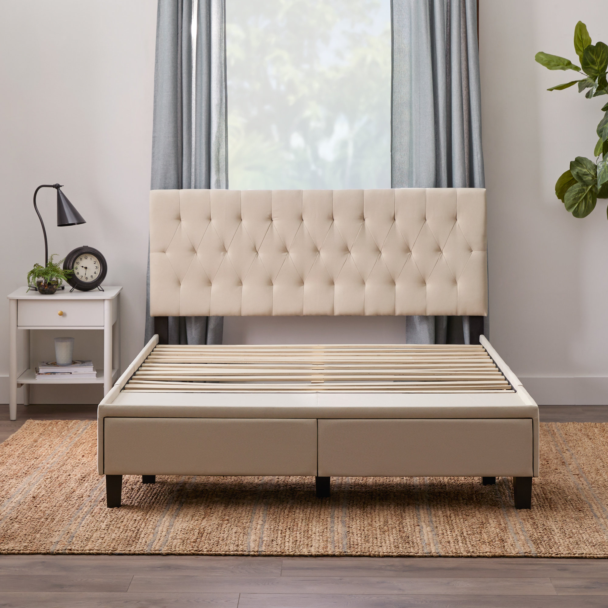 Lark Manor Alisea Tufted Upholstered Low Profile Storage Panel Bed ...