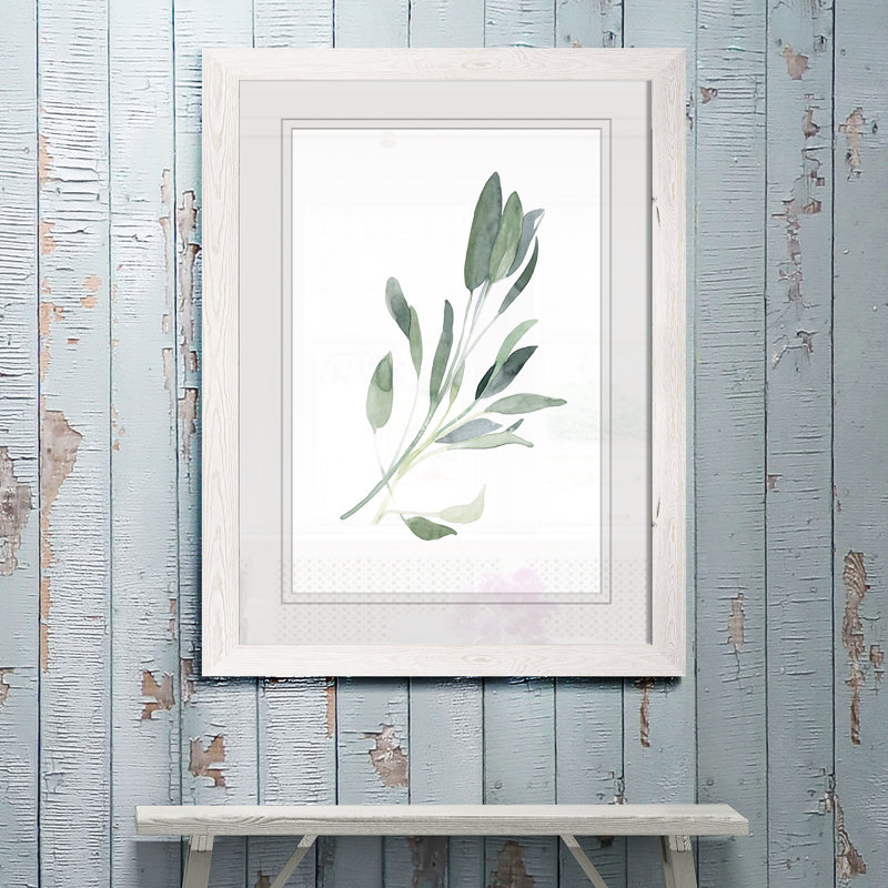 « simple sage i »-cadre photo imprimé sur verre, H 28 po x l 38 po x 1,25 po, Encadré imprimé blanc
