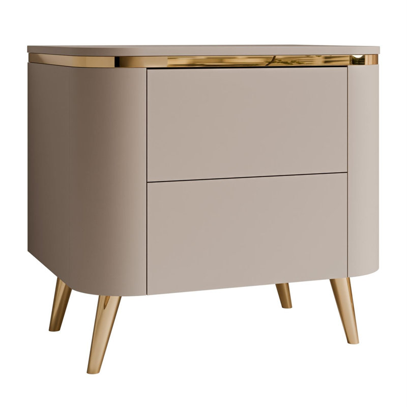 50 cm W Bedside Table, with gold legs