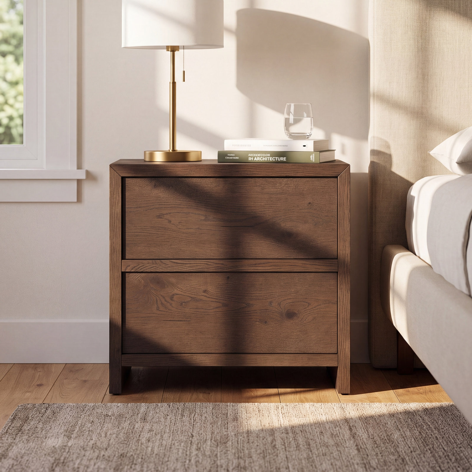 2-Drawer Oak Nightstand