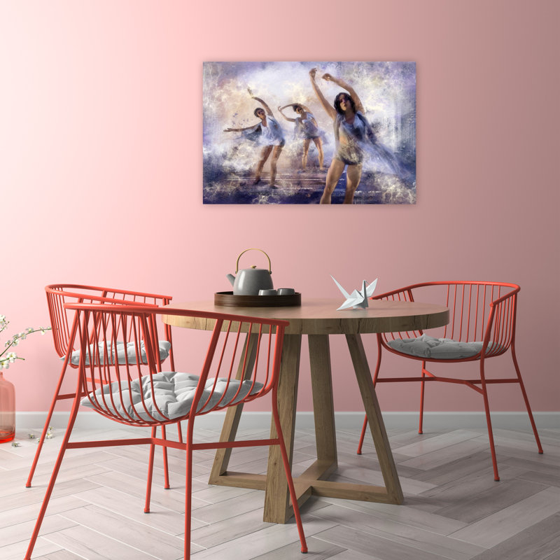 Affiche murale abstraite contemporaine et élégante représentant des danseuses gracieuses, H 24 po x l 36 po