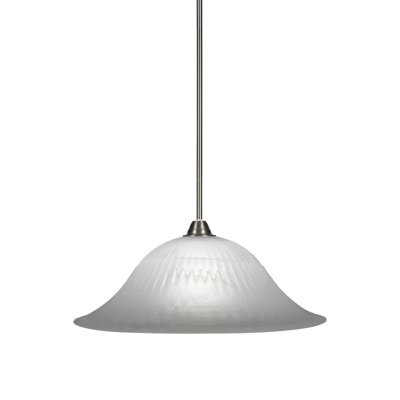 Averyon Paramount Stem Hung Pendant Shown In Brushed Nickel Finish With 20" White Alabaster Swirl Glass