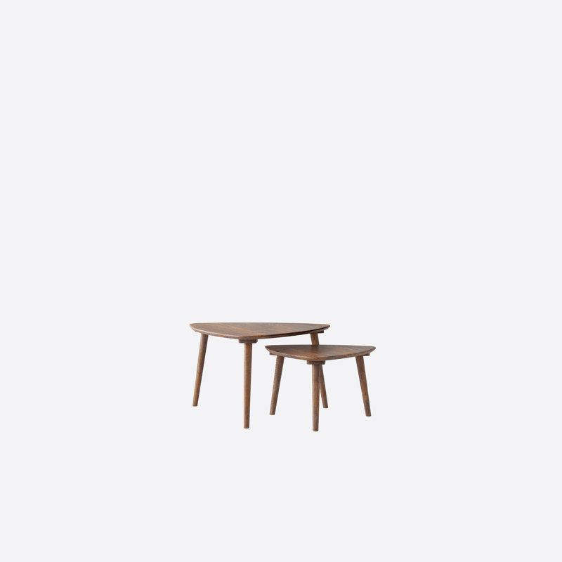 Red Oak Nesting Coffee Tables Set Of 2 Modern Minimalist Tea Table
