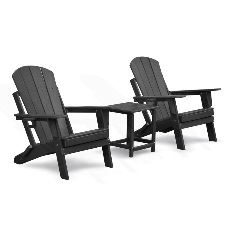 Set Of 2 Folding Outdoor Adirondack Chair And Table Set, Patio Chair