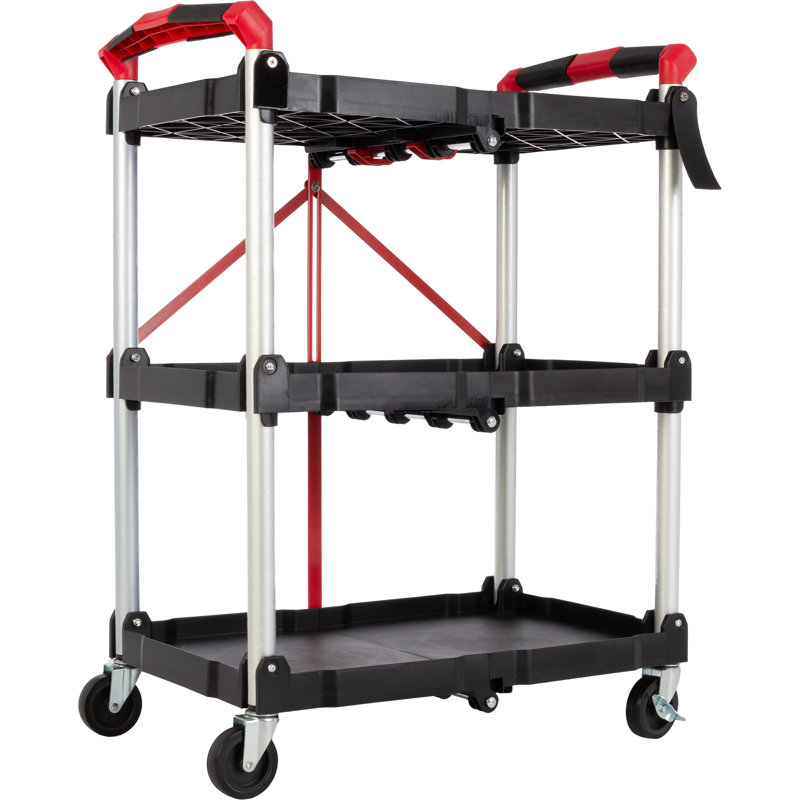 Chariot pliable Stalwart - Chariot de service pliant portatif et léger - Chariot pliable à roulettes multi-usage