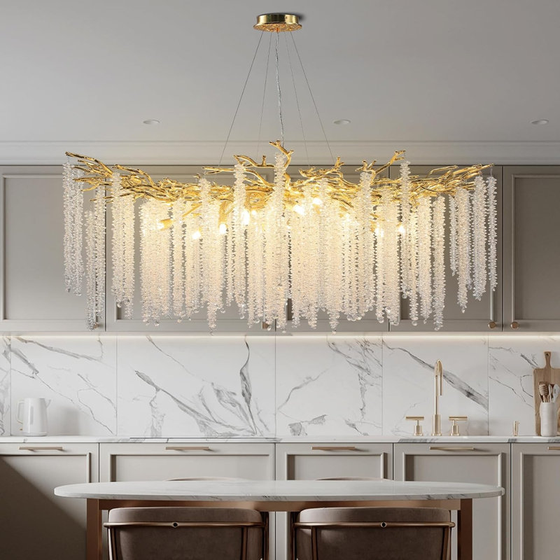 Lustre en cristal Paree, Doré, 10, H 19,7 po x l 30 po x P 30 po