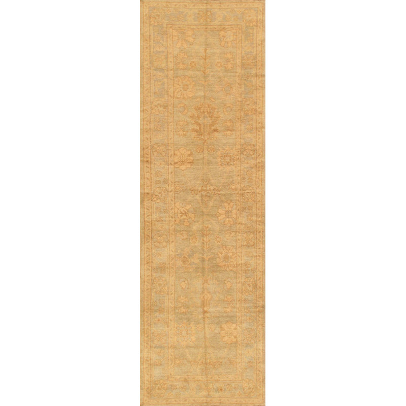 Tapis de couloir en laine noué à la main de conception unique en Tapis décoratif laine noué à la main de conception unique 3 pi 3 po x 10 pi 6 po Oushak