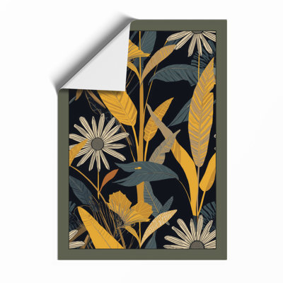 Navy Pattern Botanical - Framed Print