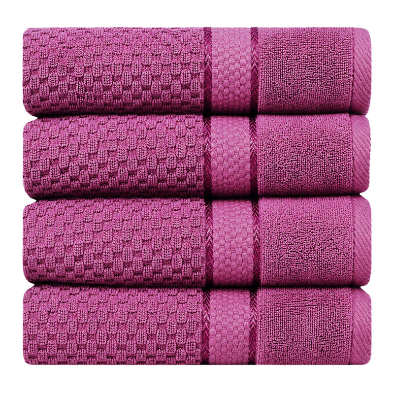 Collection de serviettes essuie-mains texturés 100% coton Hode, Essuie-mains ‑ emballage de quatre, Mauve raisin