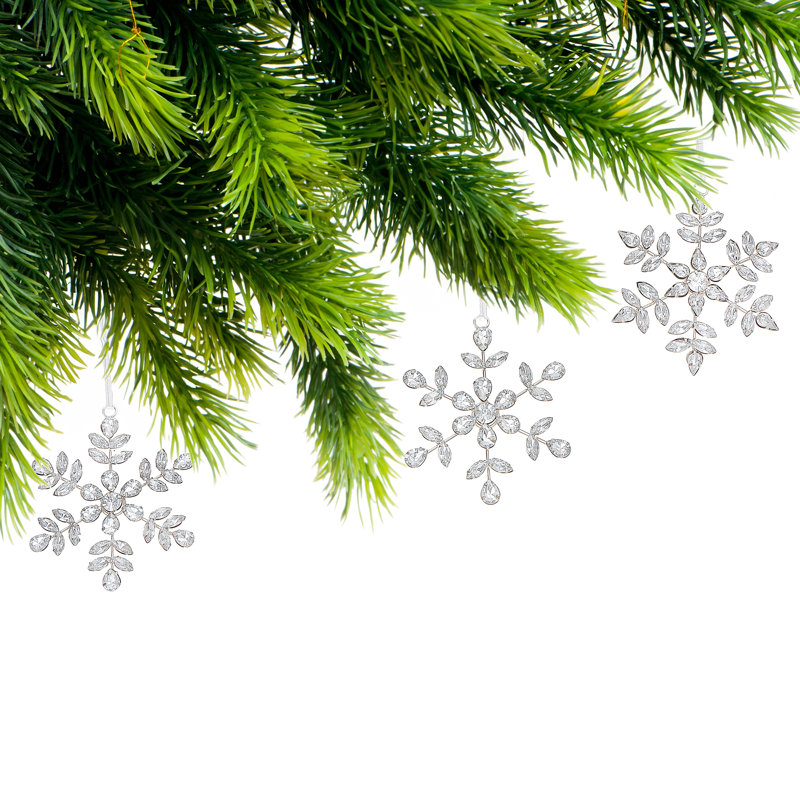 Ornement en forme de flocon de neige perlé (ensemble de 3 pièces)