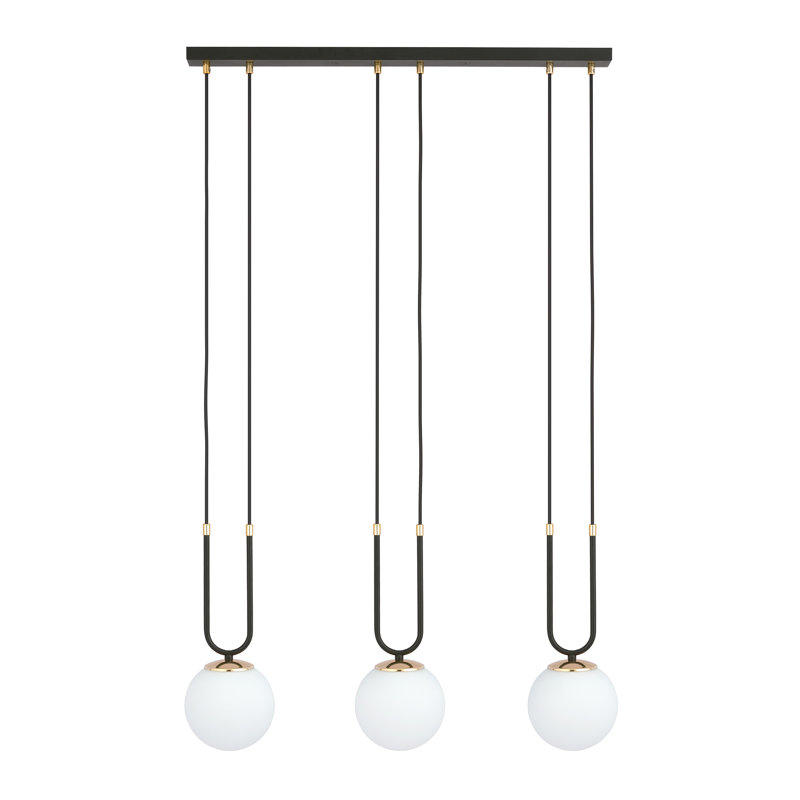 Normandin 3 - Light Kitchen Island Pendant, Black, Opal