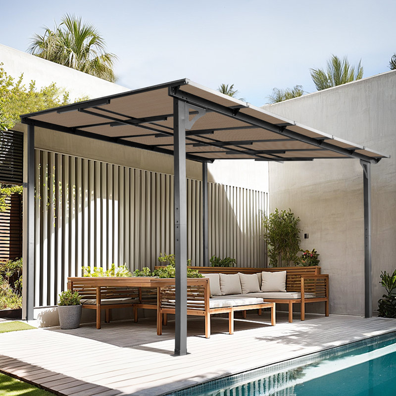 10*10Ft Durable Outdoor Wall-Mounted Pergola