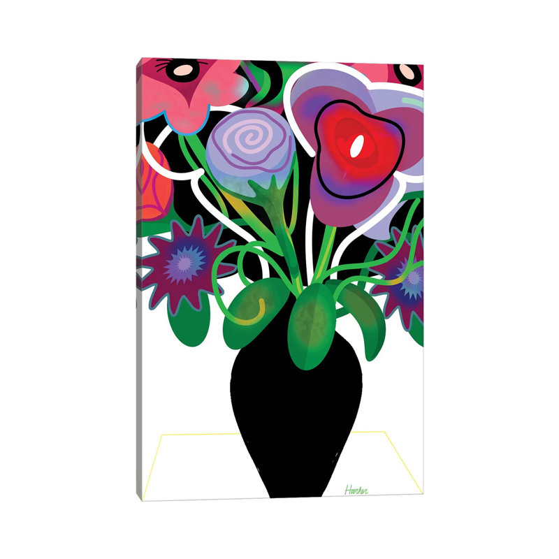 Vase With Flowers by Charles Harker - Wrapped Canvas Print, 20.32 cm H x 30.48 cm W