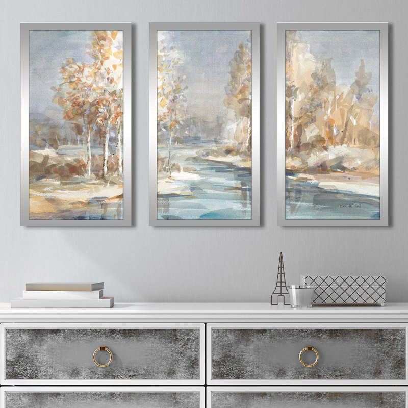 «Flowing River» - impression de cadre photo simple 3 pièces, H 25,5 po x l 40,5 po x P 1 po