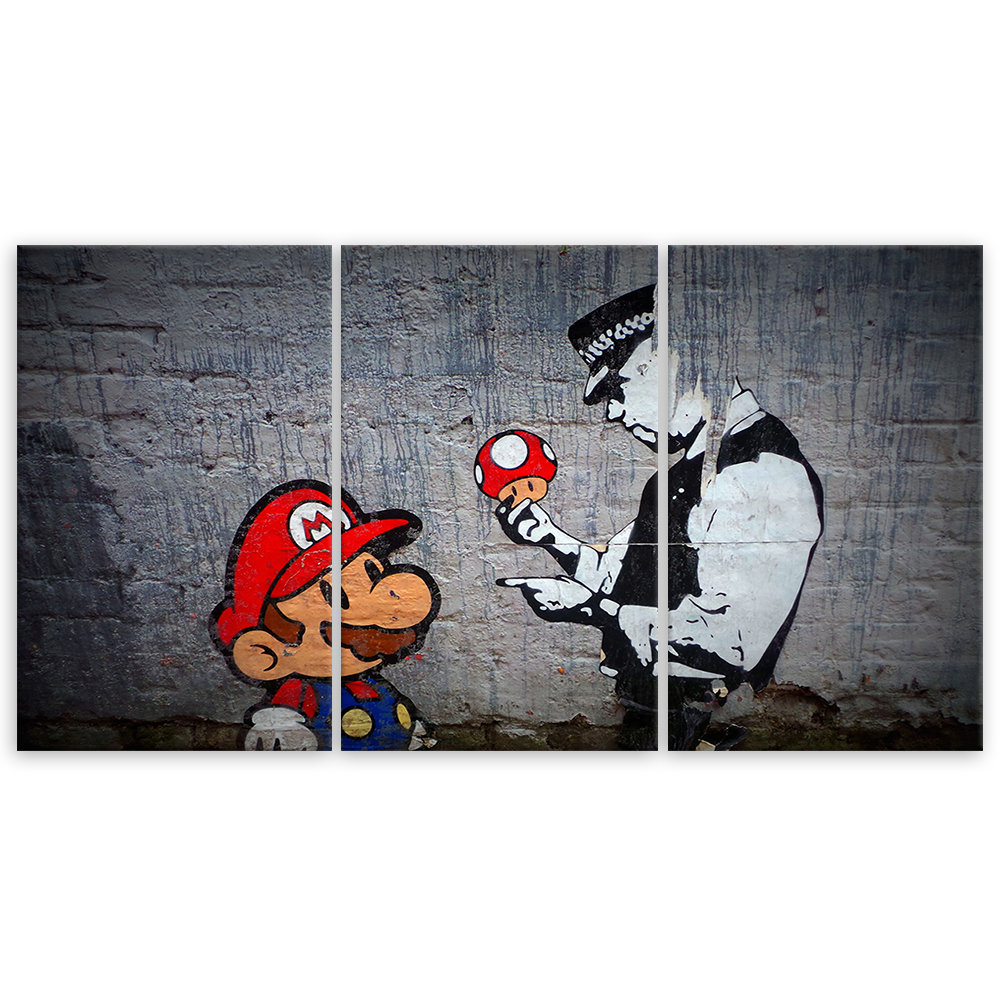 Leinwandbild Banksy Mario Graffiti