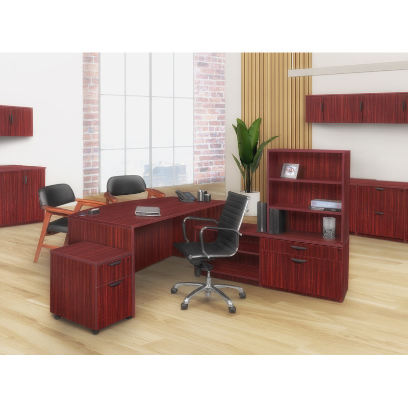 Nickyla Box File Mobile Pedestal Drawer Unit, Mahogany
