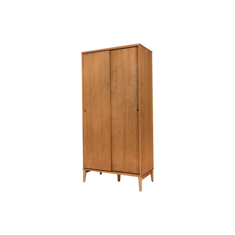 Aubrianna 2 Door Solid Wood Wardrobe, Natural