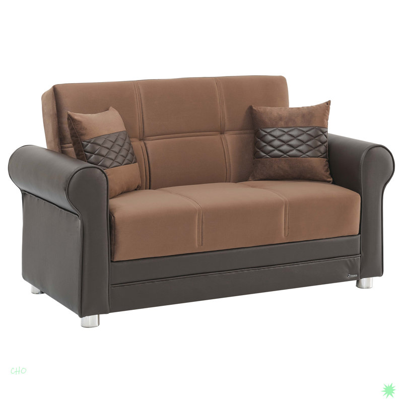 Causeuse convertible avec rangement Collection, PU, Brun
