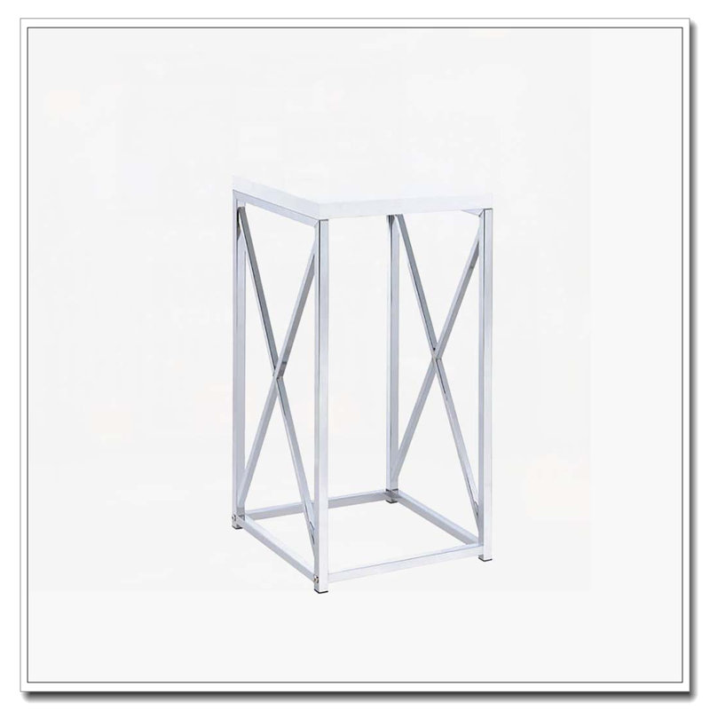 Table d'appoint blanc brillant et chrome