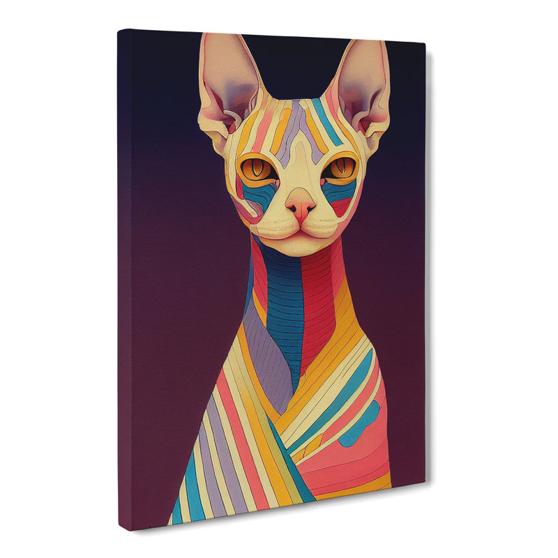 Sphynx Cat Scroll - Wrapped Canvas, 76cm H x 50cm W x 3cm D