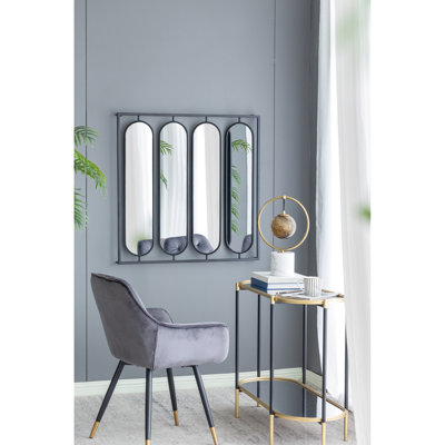 Black Square Frame 36" X Four Oval Wall Mirror For Bedroom Style With Living Room Ornamental Piece