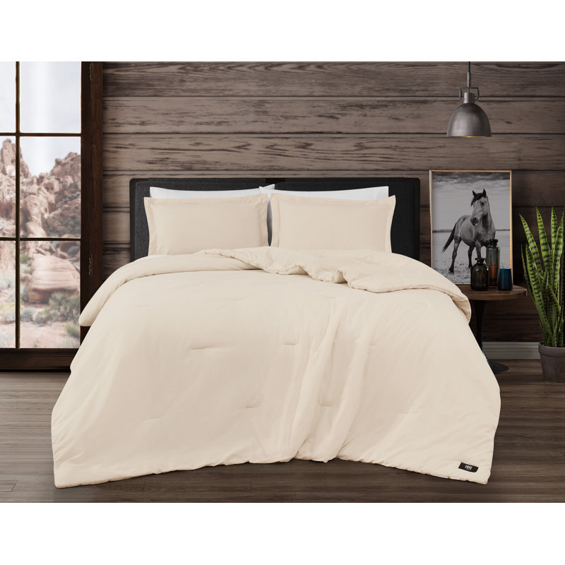 Ensemble d'édredon en coton délavé 3 pièces Frye Vintage, Édredon très grand + 2 taies décoratives, Naturel