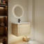 Meuble-lavabo simple en chêne blanc avec lavabo en céramique-497962686