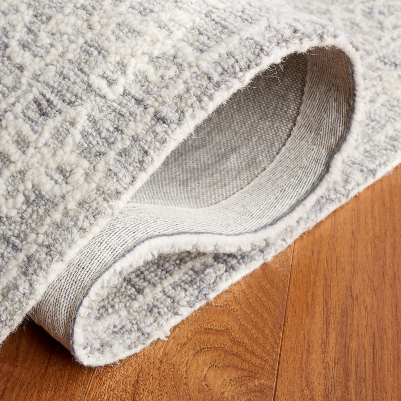 Tapis floral gris / ivoire en laine touffeté à la main Orlandis, Rond 6 pi