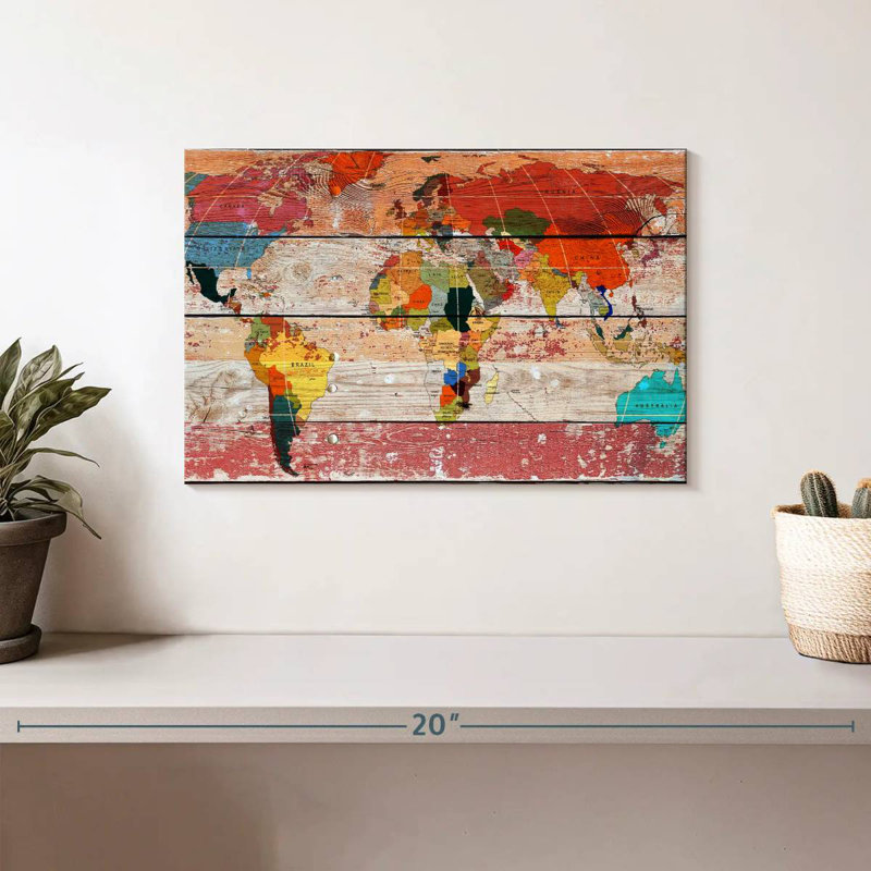 Aliaz Classic World Map Grunge, 8" H x 12" W