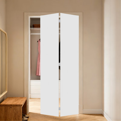 18 po X 84 po Porte pliante en vinyle blanc uni avec trousse de quincaillerie