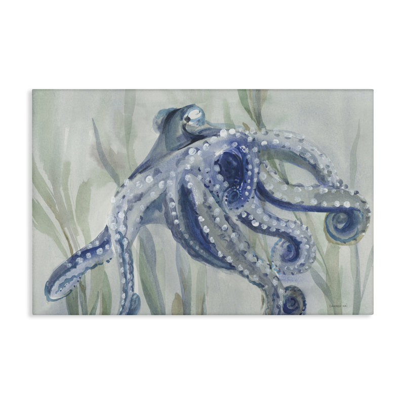 «Deep Dweller Octopus», art mural sur toile par Danhui Nai, H 16 po x l 24 po