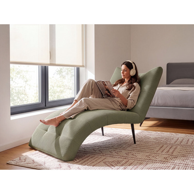 QUILLY Upholstered Chaise Lounge, Green