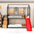 Twin Over Twin Metal Bunk Bed With Slide & Guardrails, Storage Staircase, House-Shaped Design-16539232
