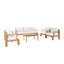 Ensemble de conversation d'extérieur en bois d'acacia 7 places avec coussins imperméables beiges