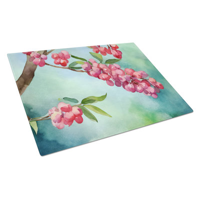 Pennsylvania Mountain Laurels in Watercolor Glass Cutting Board Large