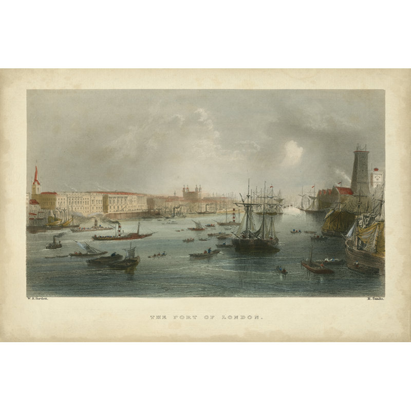 The Port Of London by William H. Bartlett - Wrapped Canvas Painting, 30cm H x 46cm W