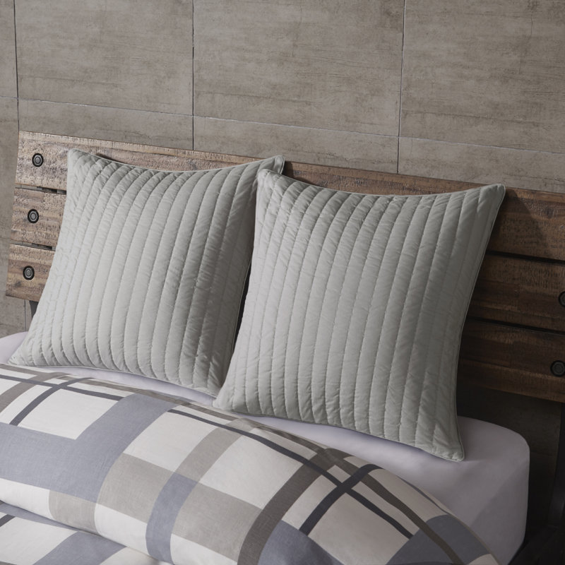  Camila Square Cotton Blend Pillow Sham, Gray