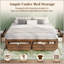 Très grand lit plateforme avec 6 tiroirs de rangement, fabrication en bois de pin, finition noyer clair pour les chambres modernes-1478831917