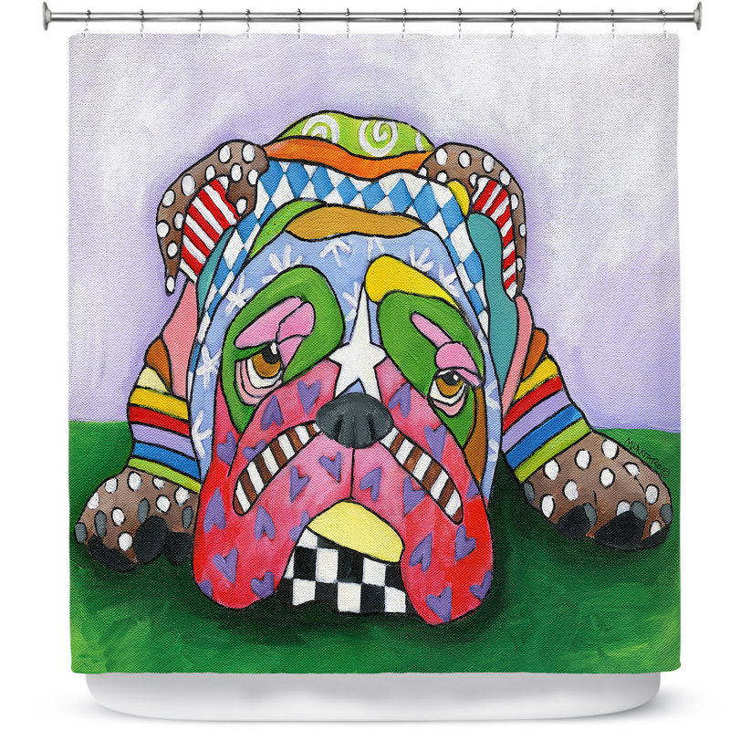 Rideau de douche simple anglais bouledogue sad