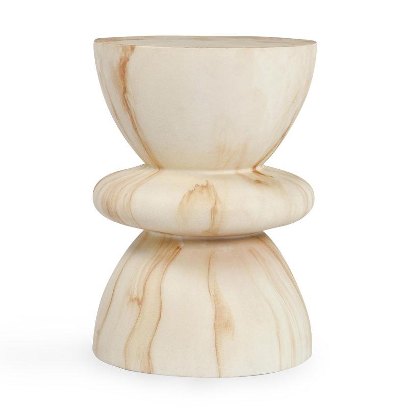 Leva Outdoor Stone Concrete Round End Table