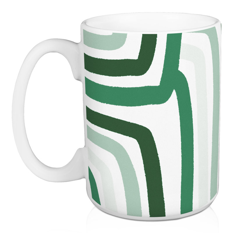 Tasse à rayures abstraites vertes, Vert