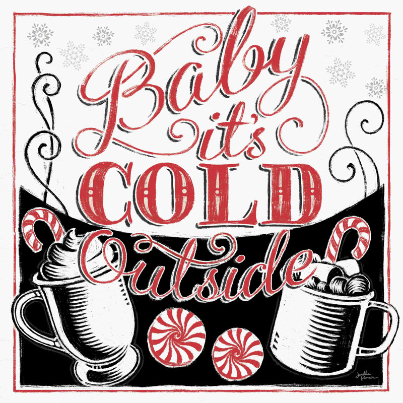 «Merry Little Christmas BWR» par Janelle Penner - Art textuel sur toile tendue, H 12 po x l 12 po, Non, Toile tendue